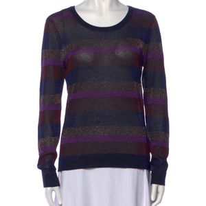 Marc by Marc jacobs sheer metallic striped scoop neck sweater